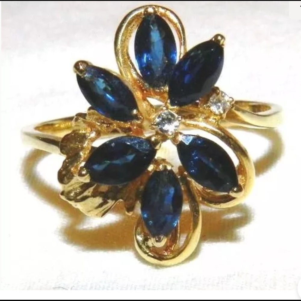 Sapphire & Diamond cocktail Ring 14k